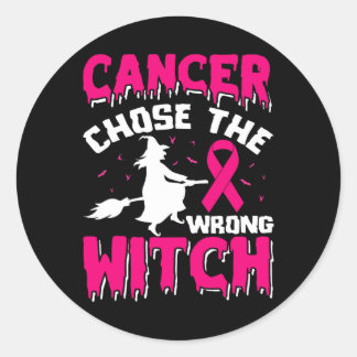 Sticker Rond Cancer Mis Avec Le Mauvais Casquette De Sorcière R