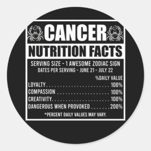 Sticker Rond Cancer Nutrition Faits Astrologie Zodiaque Horosco