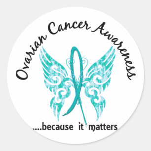 Sticker Rond Cancer ovarien du papillon 6,1 grunges de tatouage