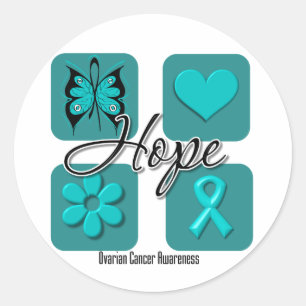 Sticker Rond Cancer ovarien Espoir Amour Inspirer la sensibilis