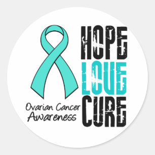 Sticker Rond Cancer ovarien Hope Love Cure Ribbon