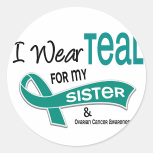Sticker Rond Cancer ovarien JE PORTE TEAL POUR MA SOEUR 42