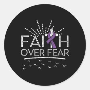 Sticker Rond Cancer pancréatique Foi sur la peur Ruban pourpre