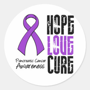 Sticker Rond Cancer pancréatique Hope Love Cure Ribbon