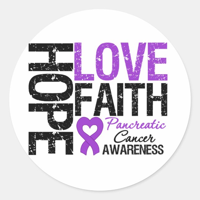 Sticker Rond Cancer pancréatique Hope Love Faith (Devant)