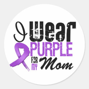 Sticker Rond Cancer pancréatique je porte la MAMAN pourpre de