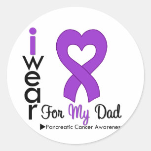 Sticker Rond Cancer pancréatique Purple Ribbon Support Papa