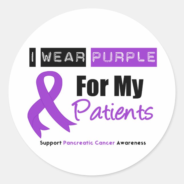 Sticker Rond Cancer Pancréatique Ruban Violet Pour Mes Patients (Devant)