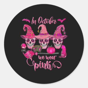 Sticker Rond Cancer Porter rose Halloween Citrouille