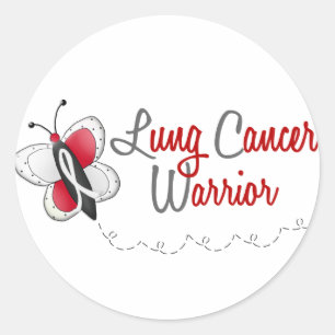 Sticker Rond Cancer pulmonaire Papillon 2 guerrier