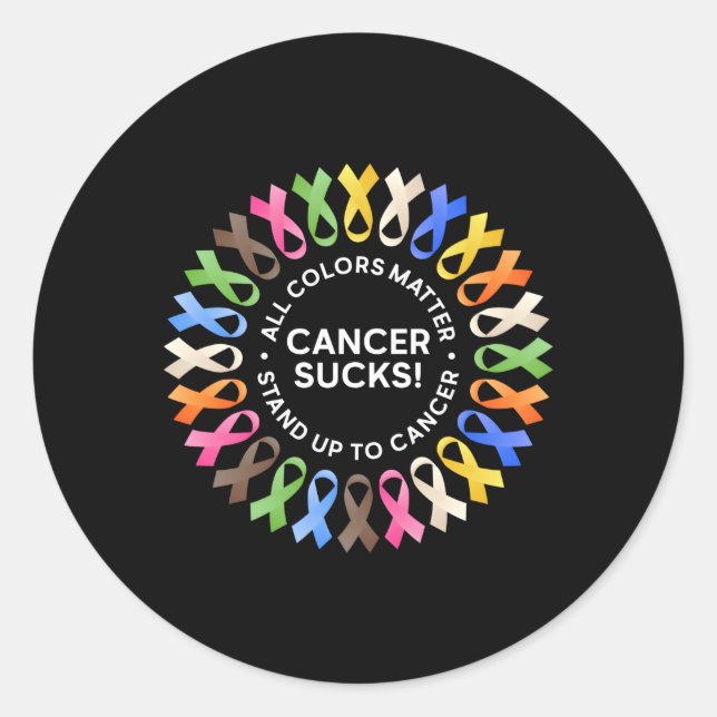 Sticker Rond Cancer Sucre Dans Chaque Couleur Cancer Ruban Coul (Devant)
