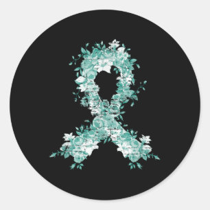 Sticker Rond Cancer Survivant Cadeau Turquoise Ruban Cancer de