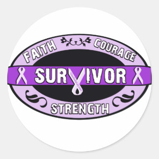 Sticker Rond Cancer Survivant Purple