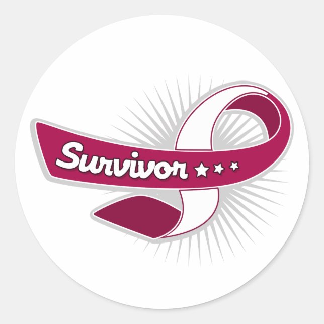 Sticker Rond Cancer Survivante Ruban Throat Cancer (Devant)
