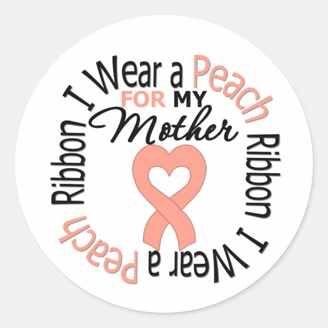 Sticker Rond Cancer utérin Je Porte Du Ruban De Pêche Pour Ma M (Devant)
