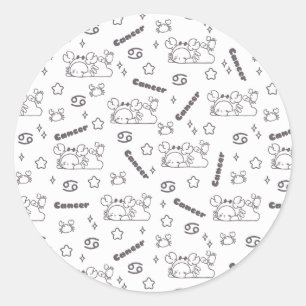 Sticker Rond Cancer Zodiac Whispers - Motif magique monochrome