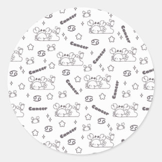 Sticker Rond Cancer Zodiac Whispers - Motif magique monochrome
