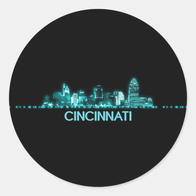 Sticker Rond Cancinnati Skyline (Devant)