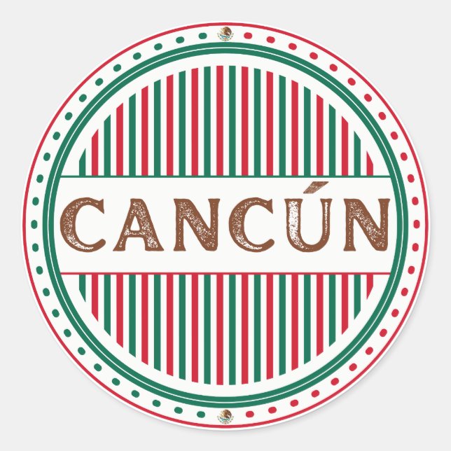 Sticker Rond Cancun City Pride Emblem – Mexican Identity (Devant)