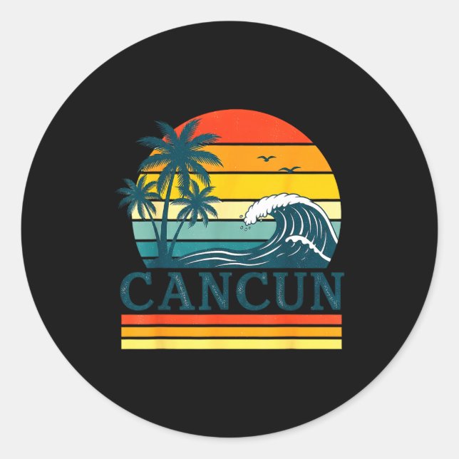 Sticker Rond Cancun Holiday Christmas Trip Vacation Matching  (Devant)