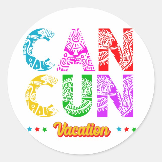 Sticker Rond Cancun Mexico Group Vacation Adventure  (Devant)