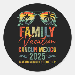 Sticker Rond Cancun Mexico Vacation 2025 Matching Family Group