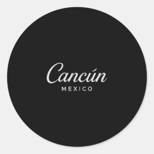 Sticker Rond Cancun Mexique Vacances Rétro Coucher de Soleil Py