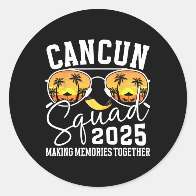 Sticker Rond Cancun Vacation Squad 2025 Correspondant Vacatio F (Devant)