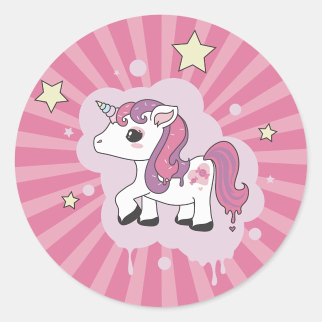 Sticker Rond Candicorne, Candy Unicorn (Devant)