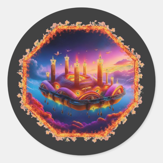 Sticker Rond  Candle Powered Space Vehicle In A Chaotic Sky (Devant)