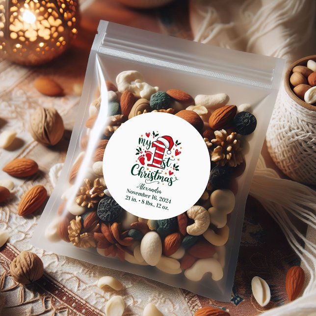 Sticker Rond Candy Cane Baby 1st Christmas (Créateur téléchargé)