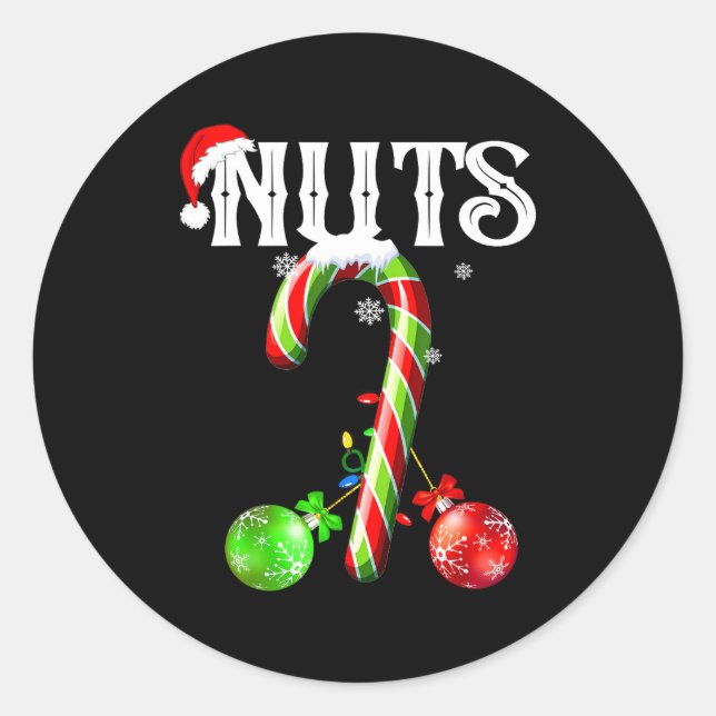 Sticker Rond Candy Cane Chest Nuts Couples Funny Chestnuts Xmas (Devant)