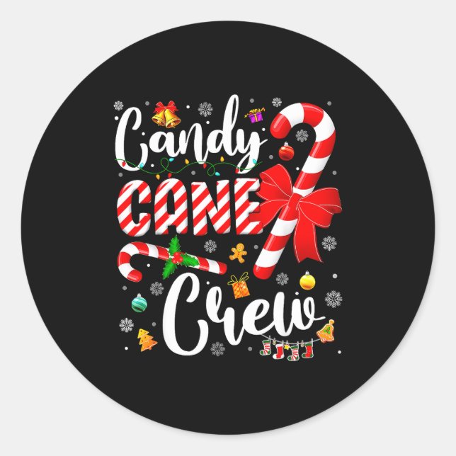 Sticker Rond Candy Cane Crew Christmas Xmas Love Candy Boys Gir (Devant)