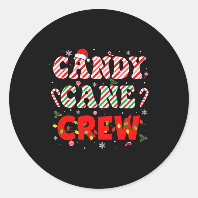 Sticker Rond Candy Cane Crew Funny Christmas Holiday Family Men (Devant)