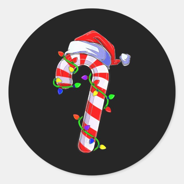 Sticker Rond Candy Cane Crew Santa Christmas Kids Boys Girls  (Devant)