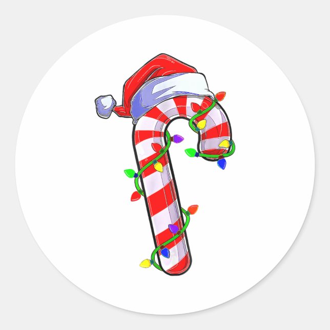 Sticker Rond Candy Cane Crew Santa Lover Family Christmas Light (Devant)