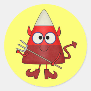 Sticker Rond Candy Corn Devil Halloween