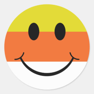 Sticker Rond Candy Corn Face
