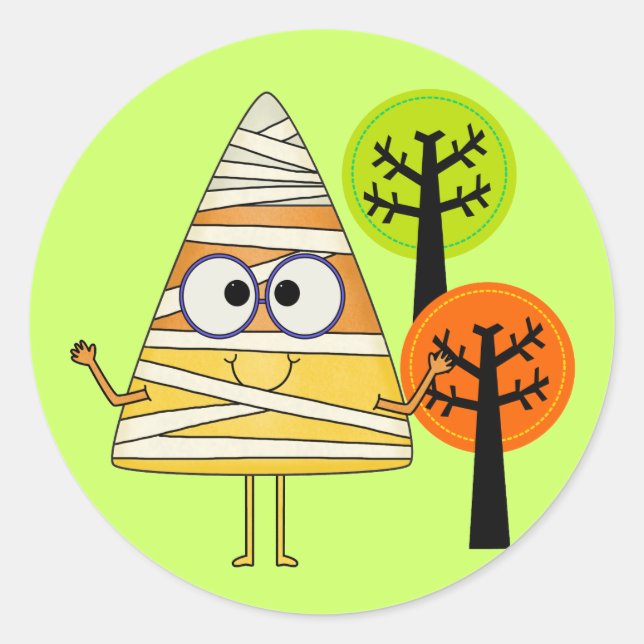 Sticker Rond Candy Corn maman Halloween (Devant)
