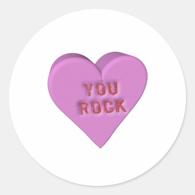 Sticker Rond Candy Heart "YOU ROCK" (Devant)