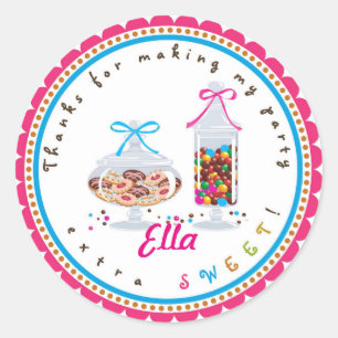 Sticker Rond Candy Land Sweet Shop Anniversaire Favoriser Stick