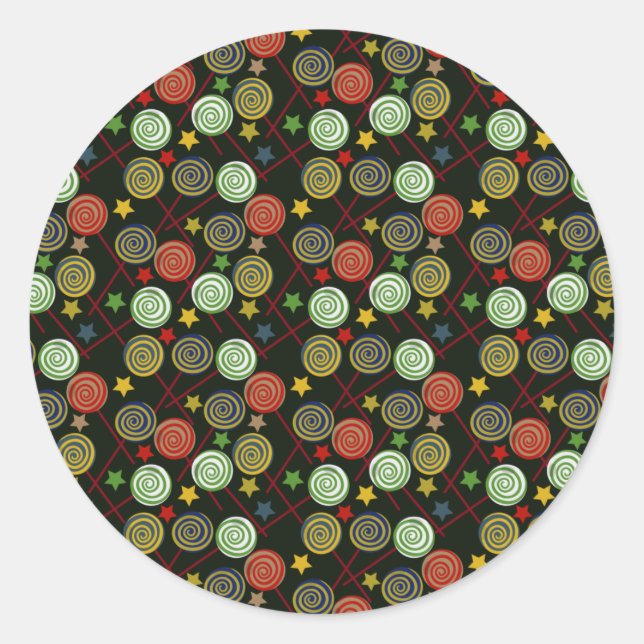 Sticker Rond Candy pattern | Lollies | lollipop (Devant)