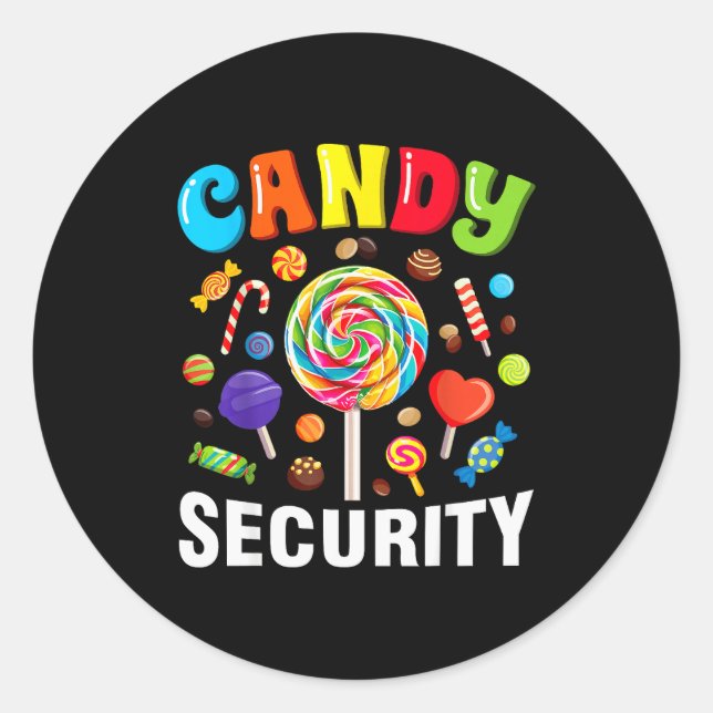 Sticker Rond Candy Security Funny Halloween Costume  (Devant)
