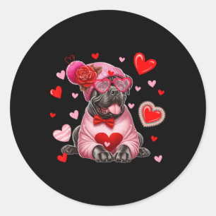 Sticker Rond Cane Corso Célibataires Saint-Valentin Cœurs Amant