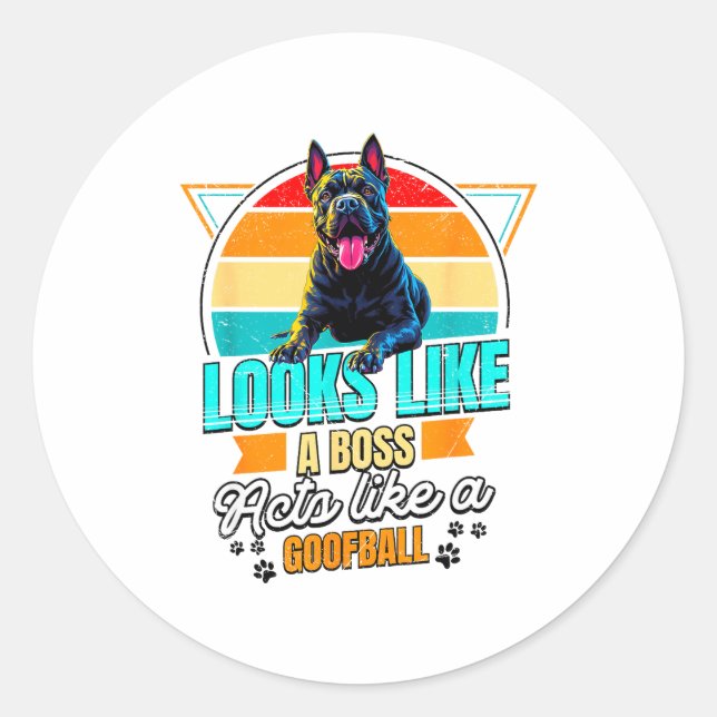 Sticker Rond Cane Corso Lover Funny Cane Corso Retro  (Devant)