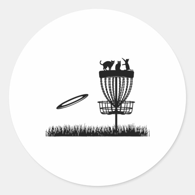 Sticker Rond Cane De Golf Esquissé Avec Des Chats - Disque De G (Devant)
