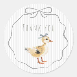 Sticker Rond Caneton mignon aquarelle merci