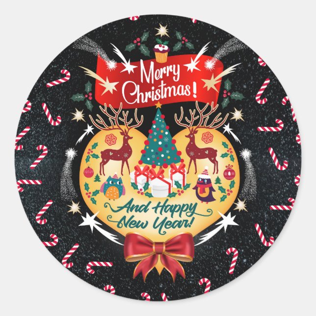 Sticker Rond Canettes de Noël (Devant)