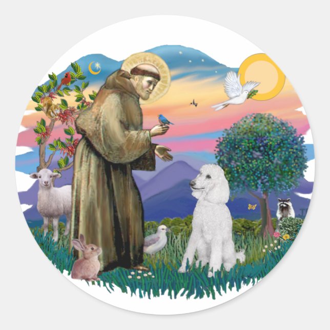 Sticker Rond Caniche (Blanc Standard) (Devant)