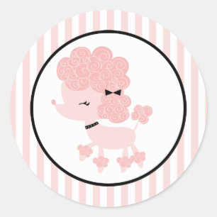 Sticker Rond Caniche français de dessin animé